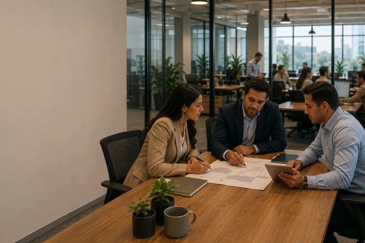Consulting team preparing an executive client review
